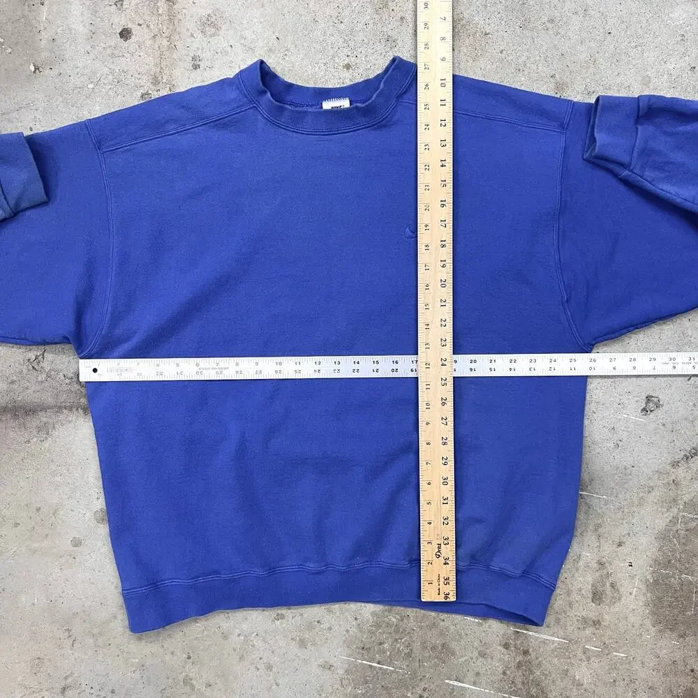 Vintage 90s Nike Tonal Royal Blue Mini Swoosh Crewneck Sweatshirt Boxy XL Fall
